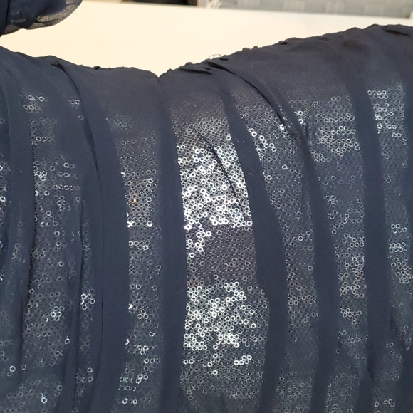 Tadashi Shoji Blue Sequin Net Dress Cocktail Gown - Size 4 - Picture 5 of 14